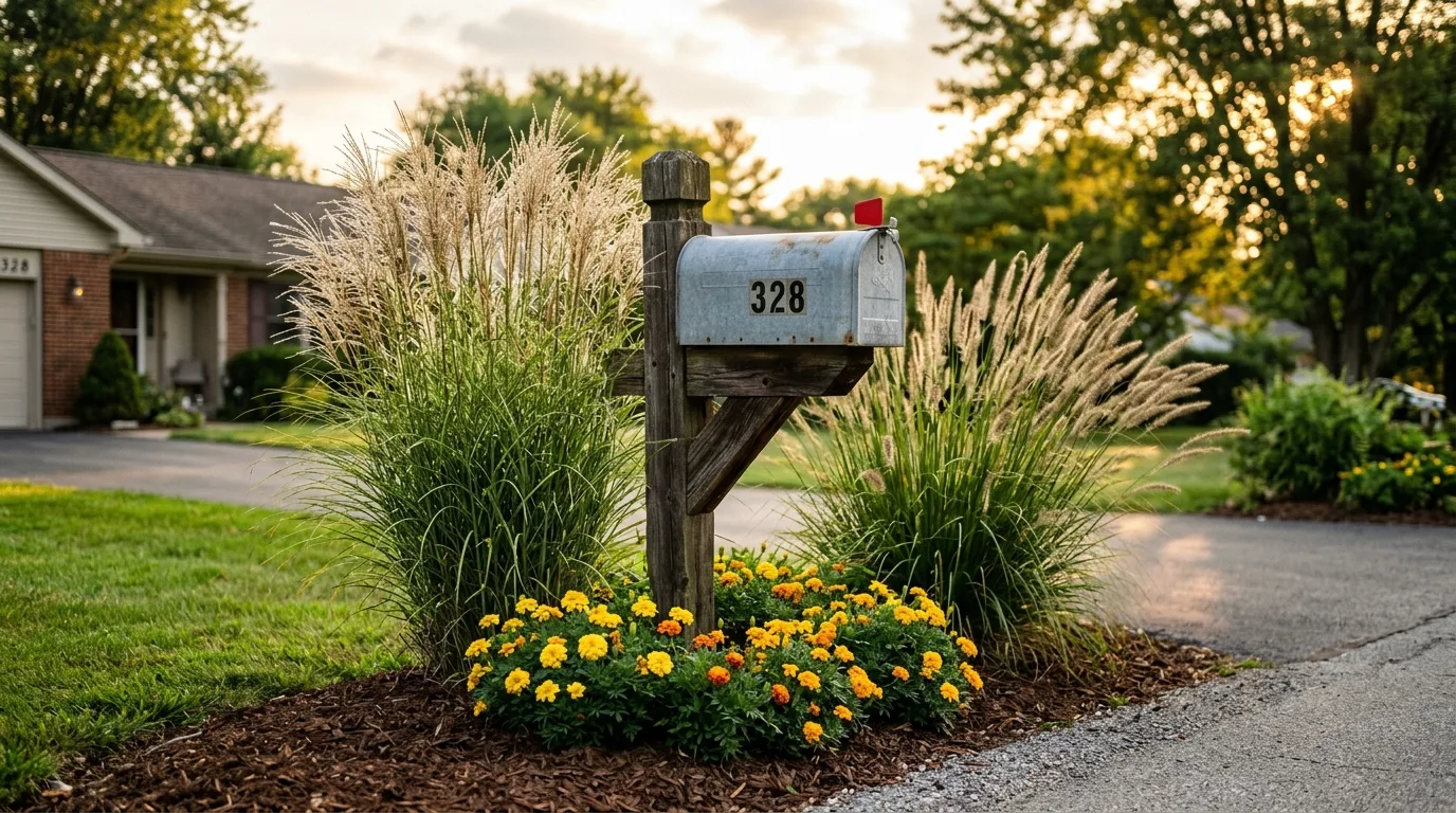 Mailbox Planting With Shrubs